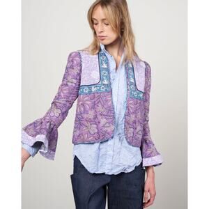 Alix of Bohemia Carnaby Patchwork Quilted Jacket Purple Amethyst Block Print M